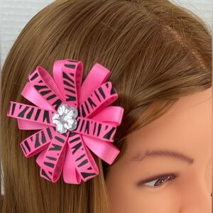 Handmade Animal Print Ribbon Bow Hair Clip
